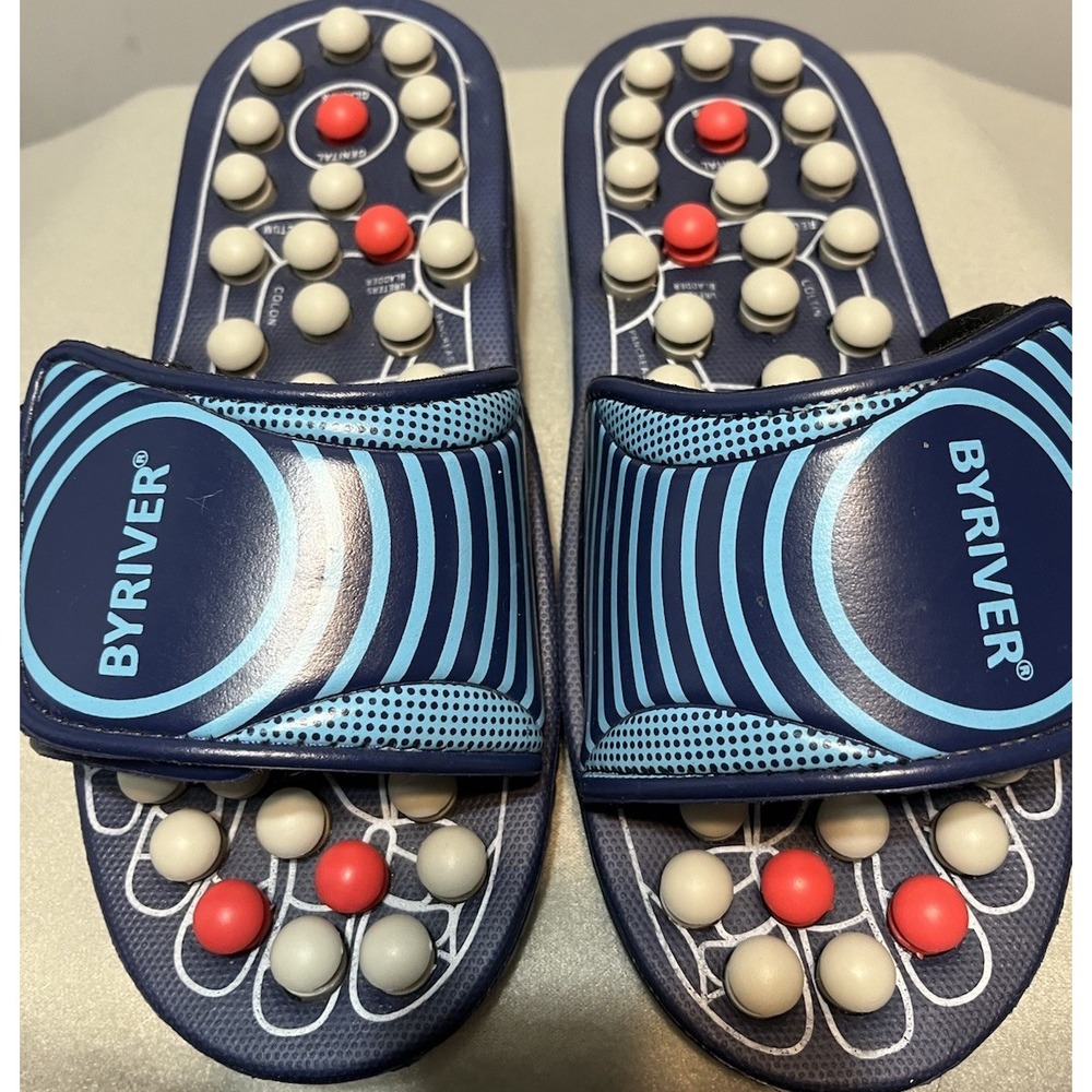 BYRIVER Acupuncture Massage Slippers Sandals Slides Shoes Sz M / 10.5"‎ Long